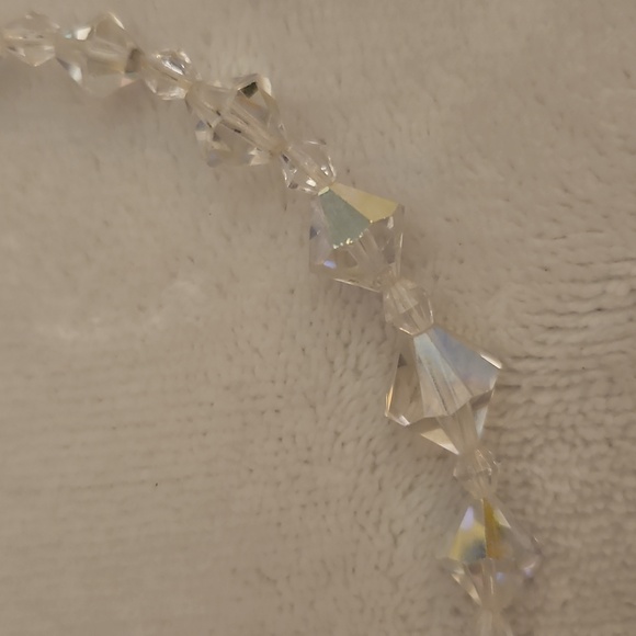 Vintage Aurora Borealis Crystal Bicone Choker Formal Bridal Necklace - Picture 5 of 8